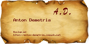 Anton Demetria névjegykártya